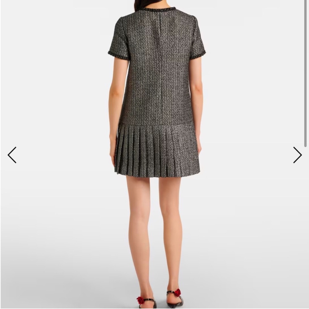 Self-Portrait Gray Pleated Sheath Mini Dress - Picture 3 of 16